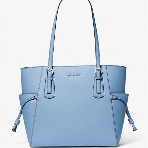 New Michael Kors Voyager Large Saffiano Leather Tote Bag Light Sky - Picture 1 of 4